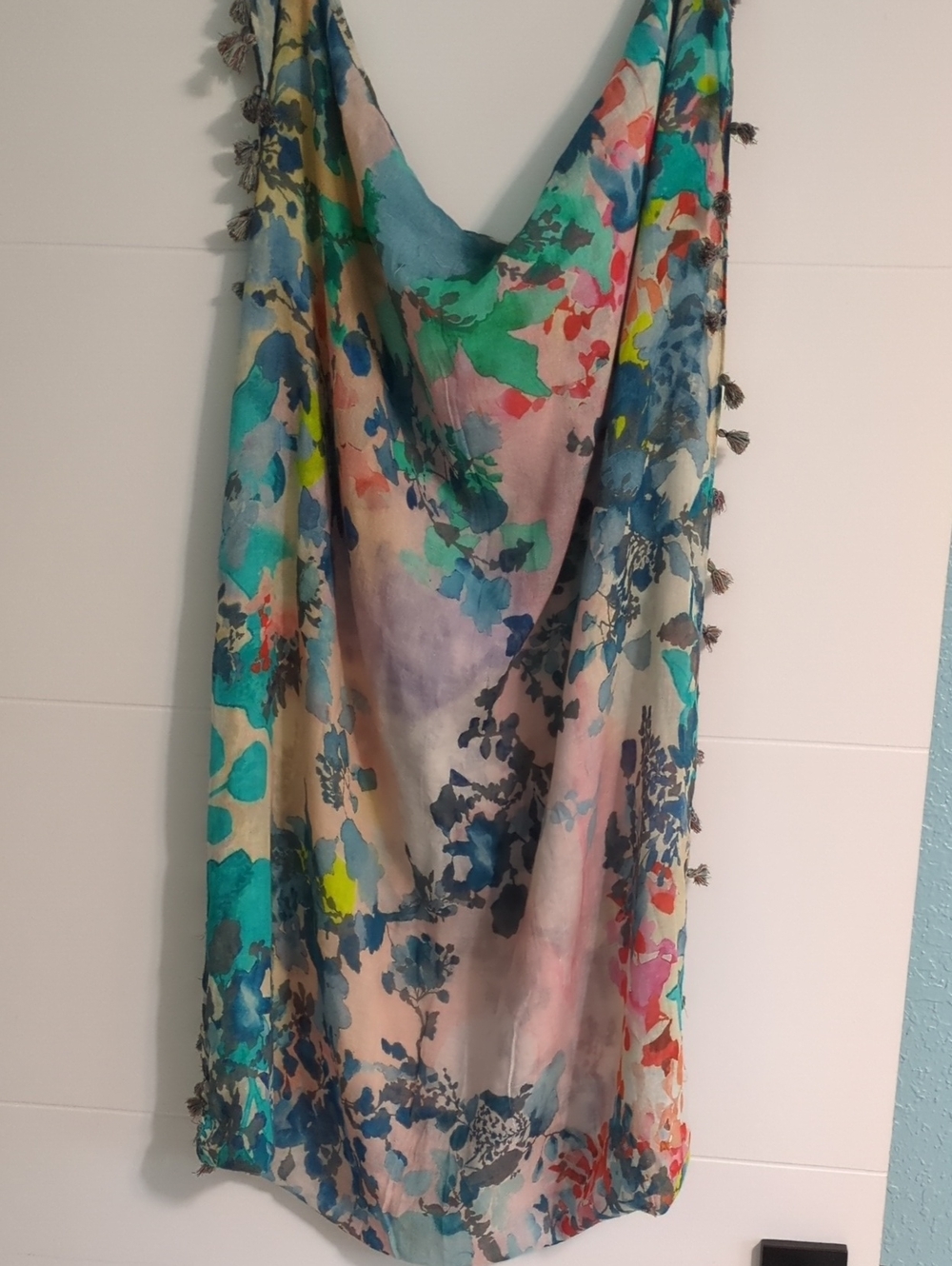 Anthropology Vismaya Multicolor Watercolor Tassel Infinity Scarf Sz Oz - Picture 4 of 5